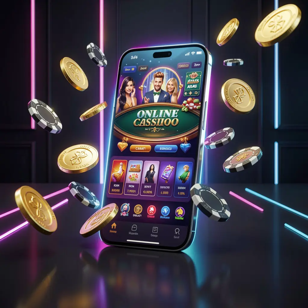 3U3U online casino mobile app hero banner showing a modern smartphone with glowing casino interface, golden coins and poker chips flying around against a dark luxury background with neon accents 3U3U online casino mobile app hero banner showing a modern smartphone with glowing casino interface, golden coins and poker chips flying around against a dark luxury background with neon accents